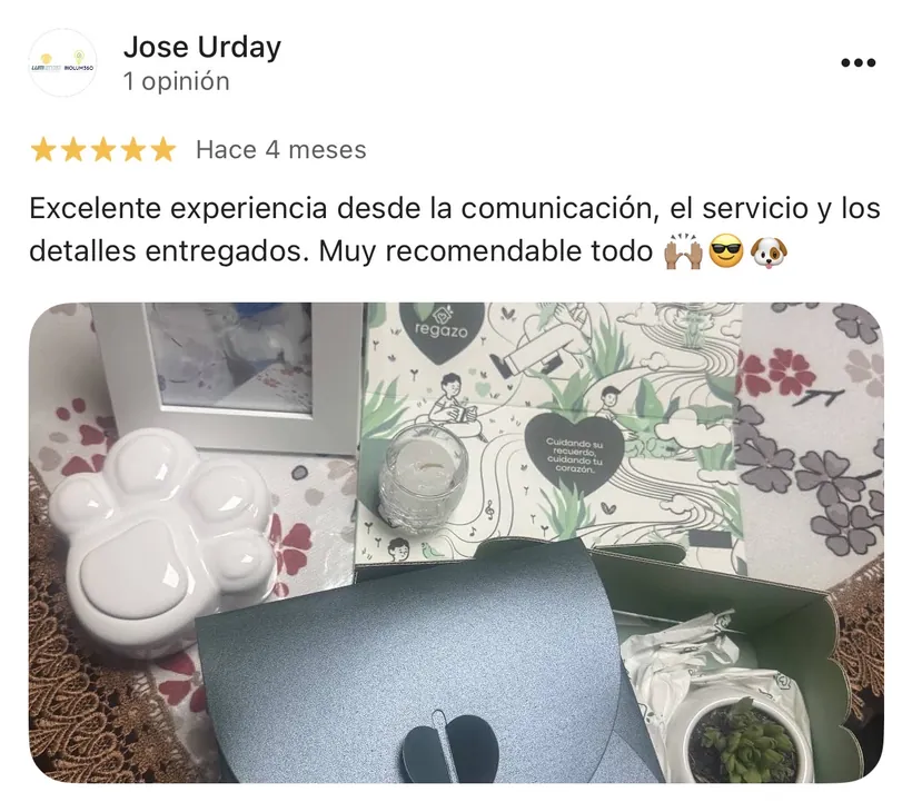 Reseña de Jose Urday en Google sobre la cremación de su mascota en Regazo